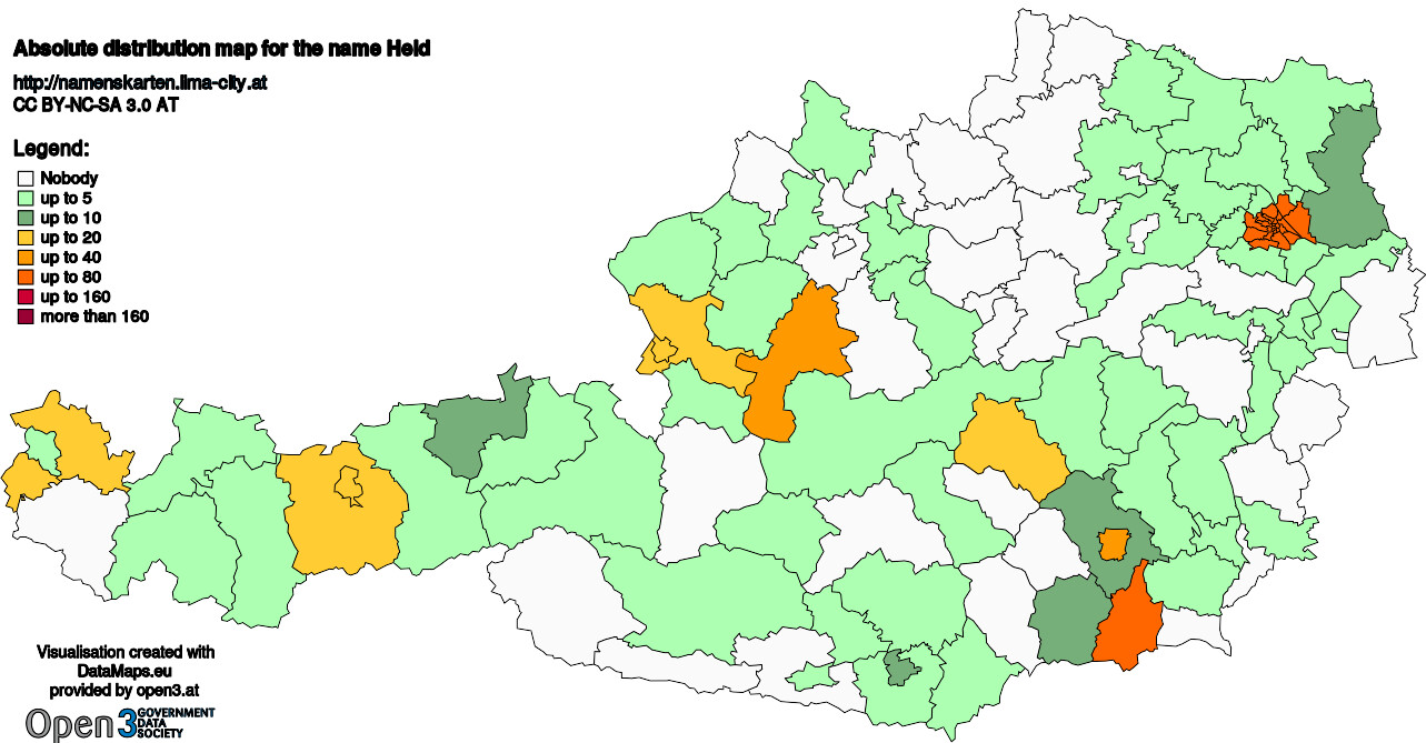 Absolute Distribution maps for surname Held