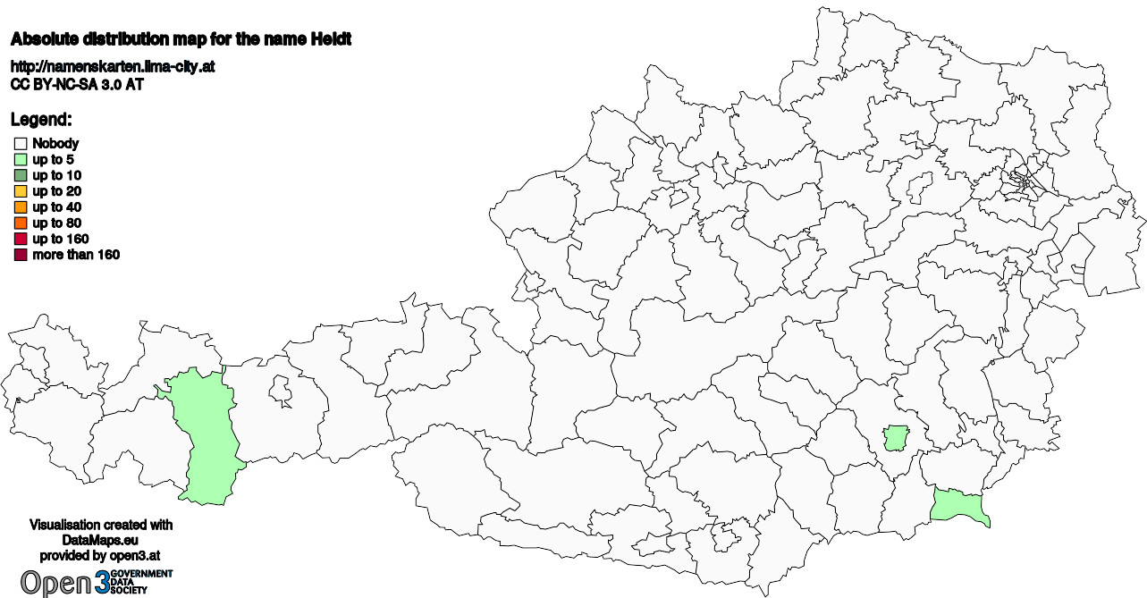 Absolute Distribution maps for surname Heldt