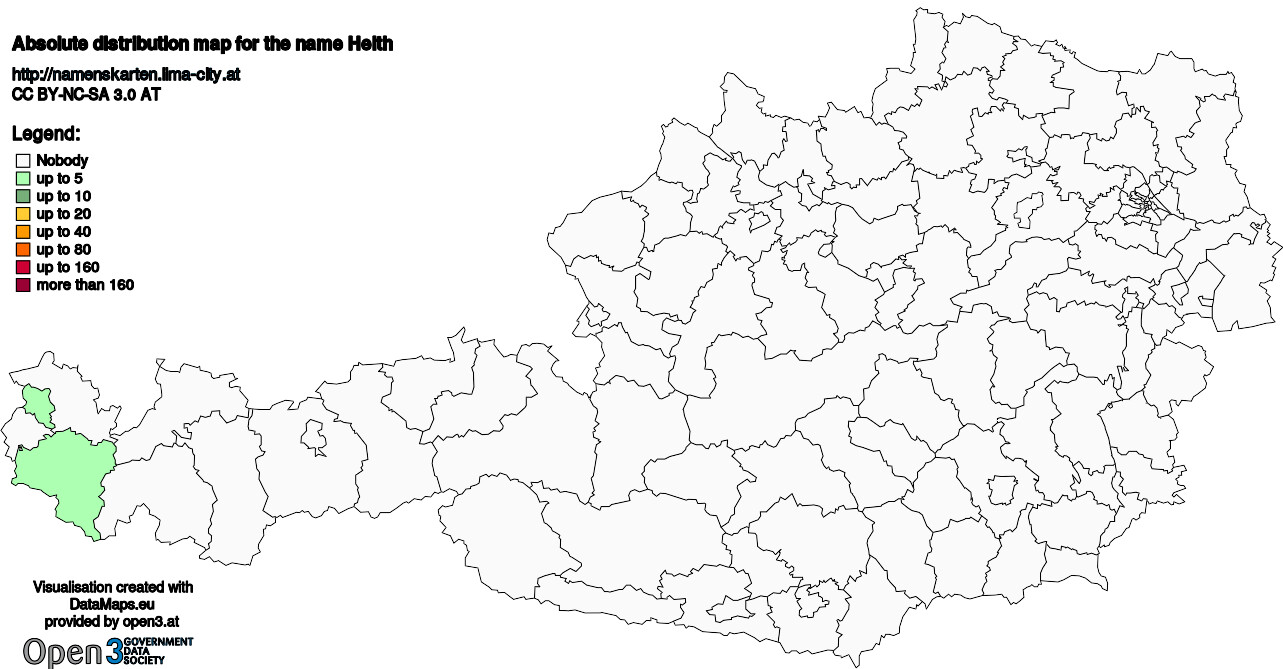Absolute Distribution maps for surname Helth