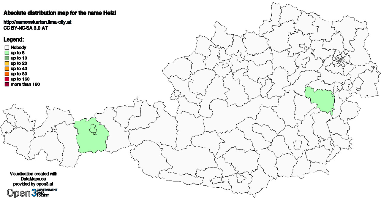 Absolute Distribution maps for surname Helzl