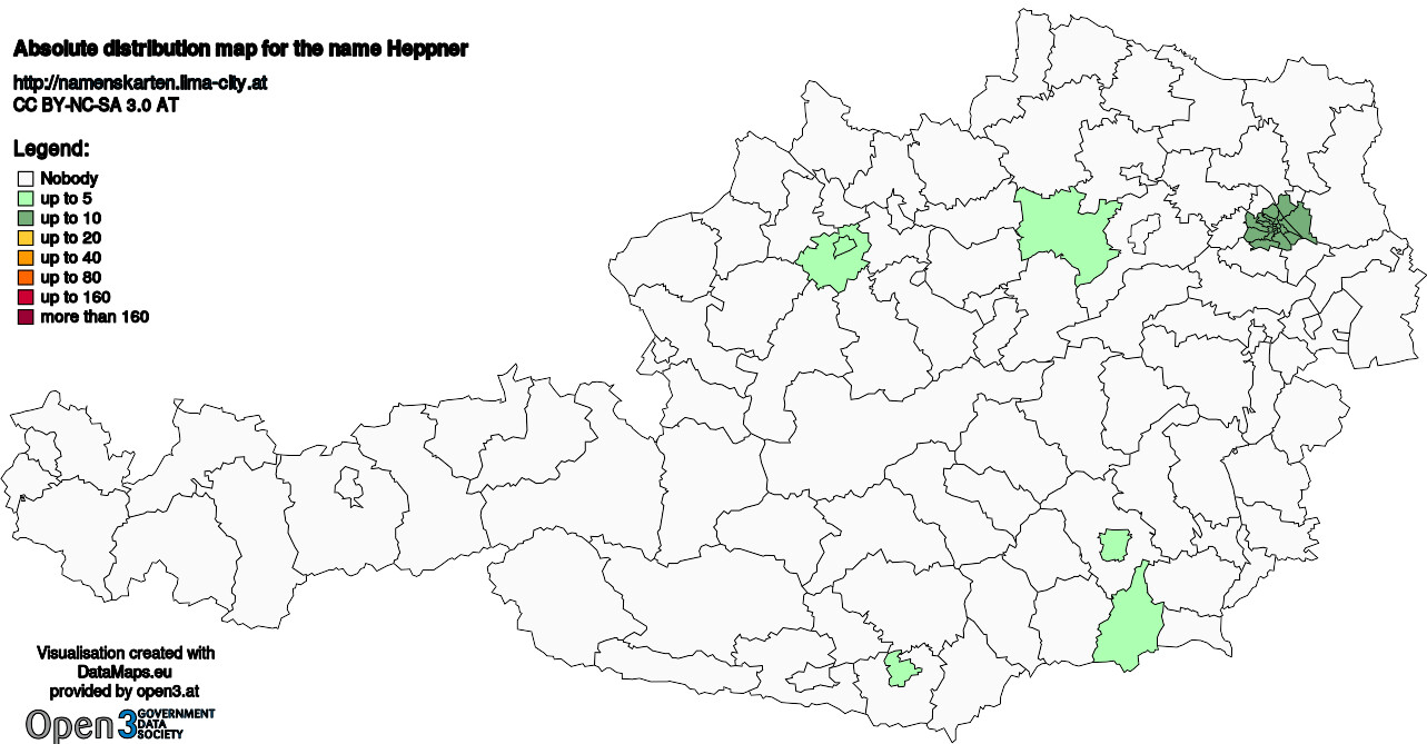 Absolute Distribution maps for surname Heppner