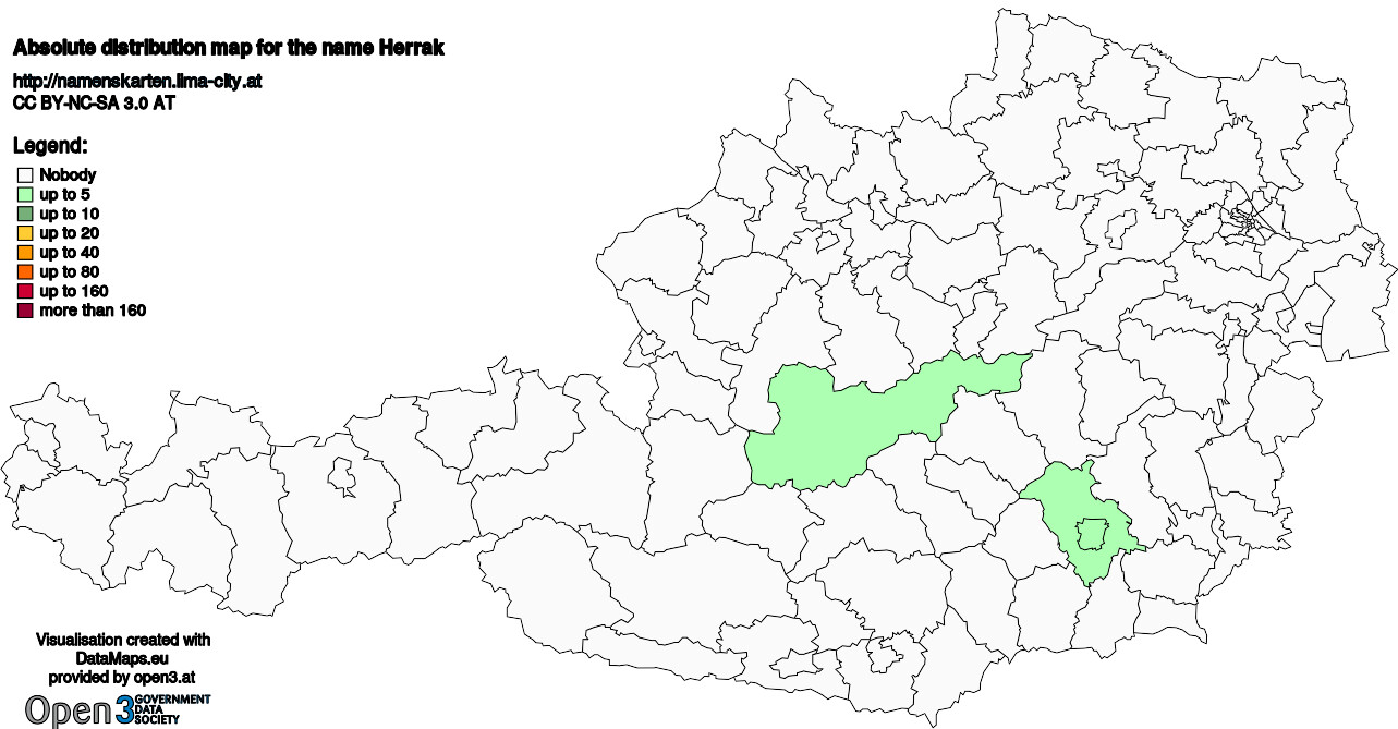 Absolute Distribution maps for surname Herrak