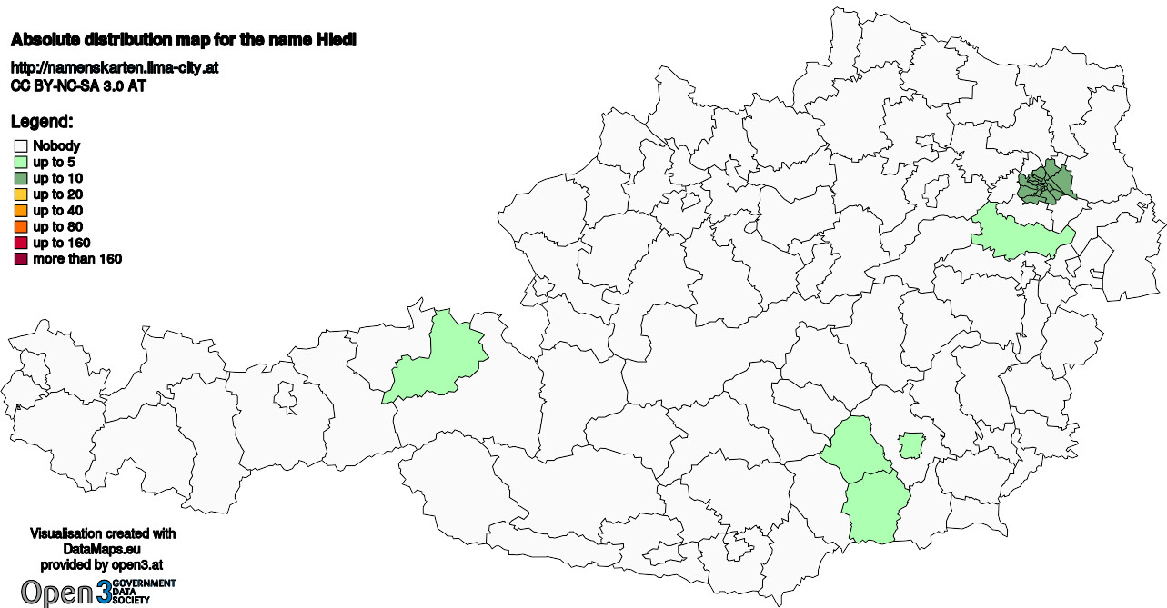 Absolute Distribution maps for surname Hiedl