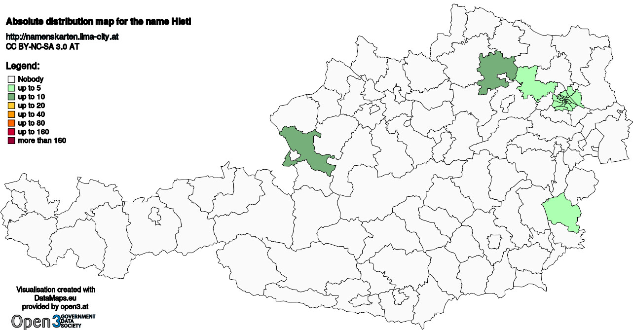Absolute Distribution maps for surname Hietl