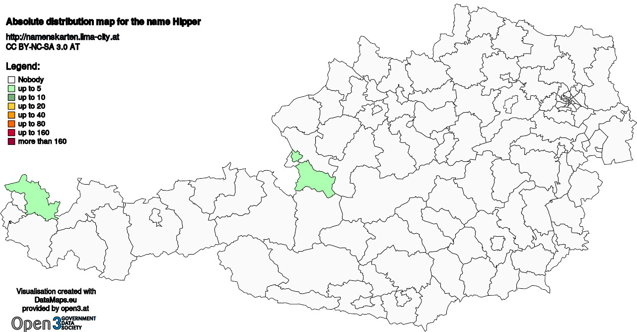 Absolute Distribution maps for surname Hipper