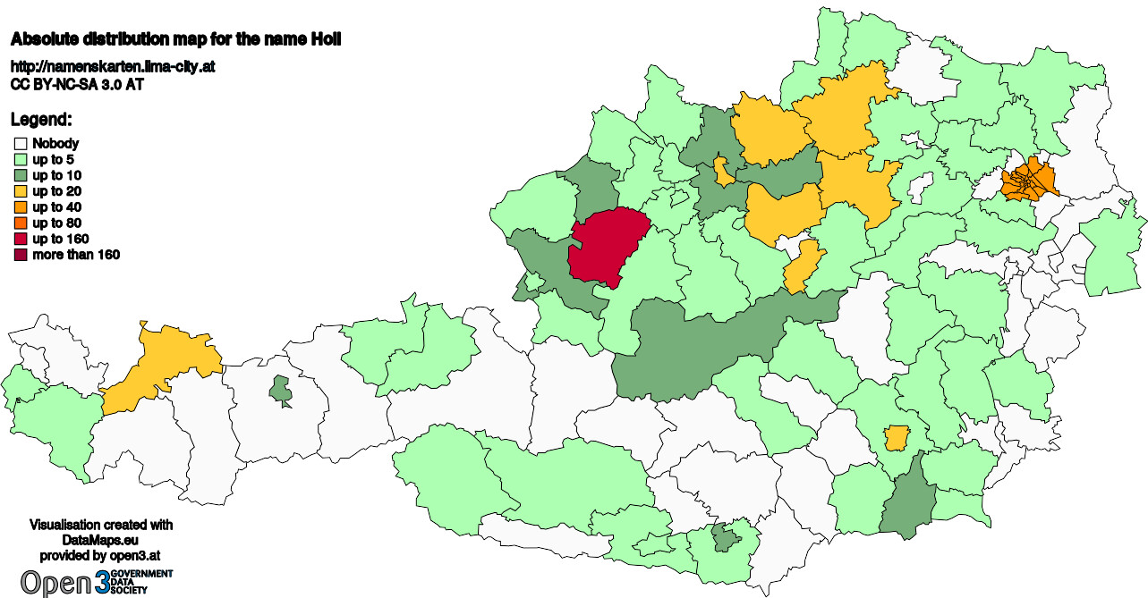 Absolute Distribution maps for surname Holl