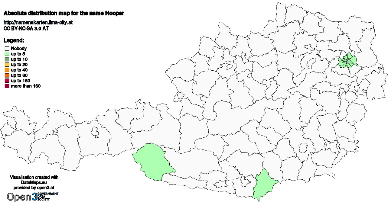 Absolute Distribution maps for surname Hooper