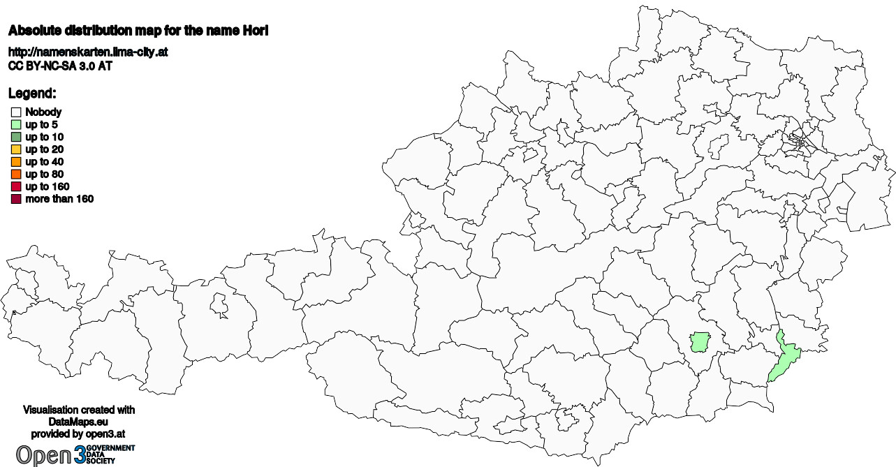 Absolute Distribution maps for surname Horl