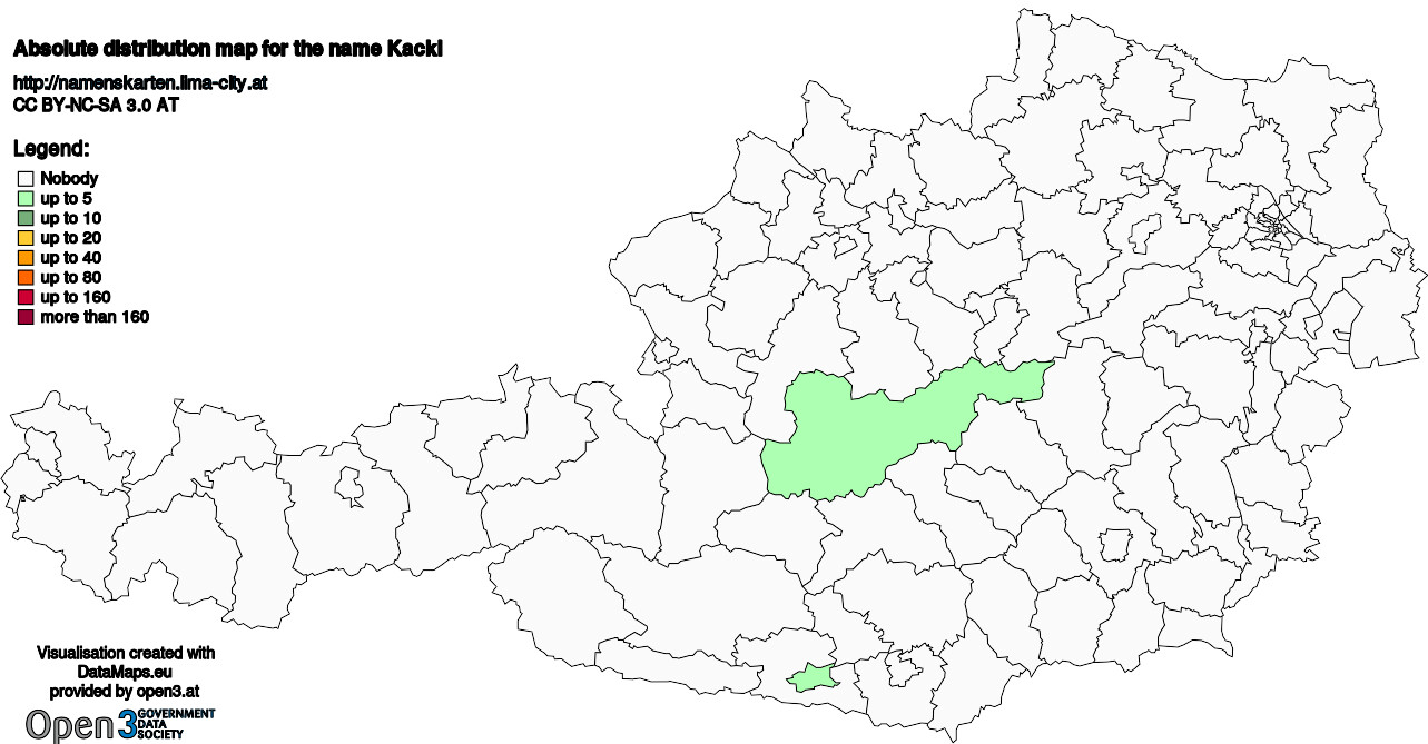 Absolute Distribution maps for surname Kackl