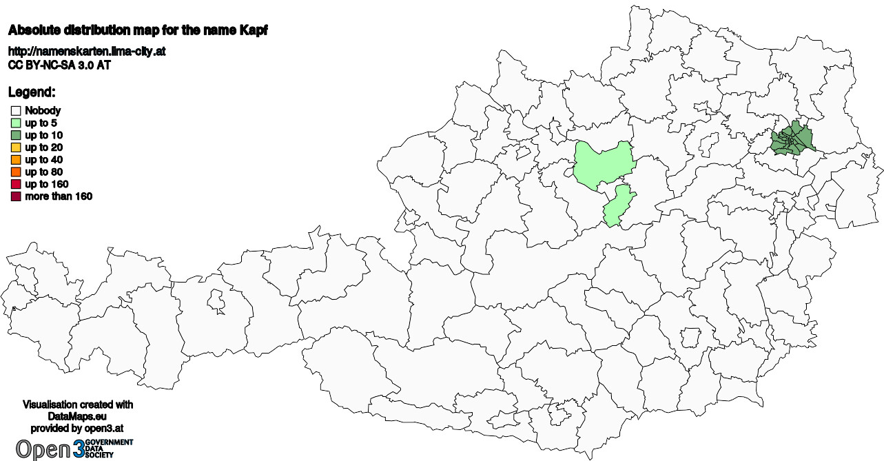 Absolute Distribution maps for surname Kapf