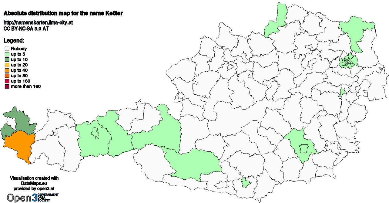 Absolute Distribution maps for surname Keßler