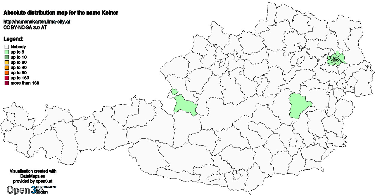 Absolute Distribution maps for surname Keiner