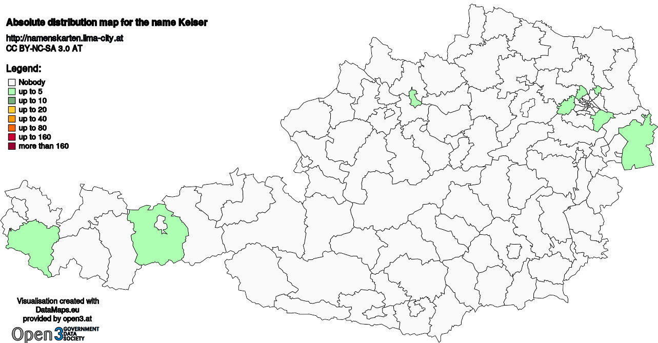 Absolute Distribution maps for surname Keiser