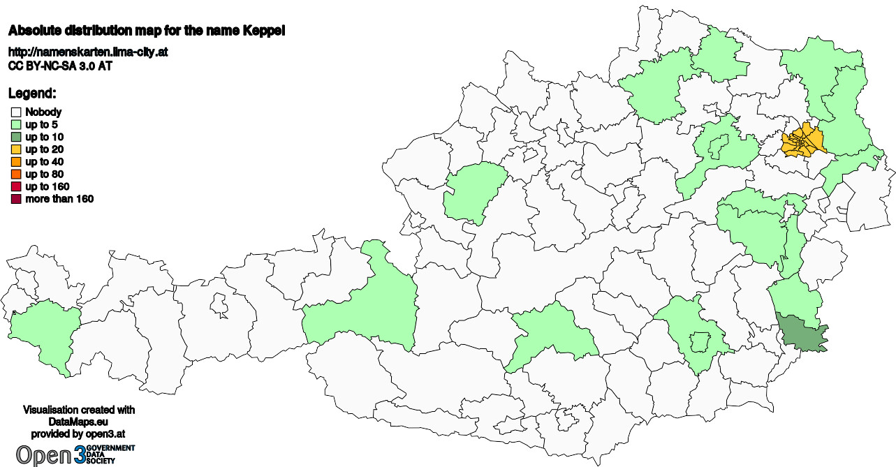 Absolute Distribution maps for surname Keppel