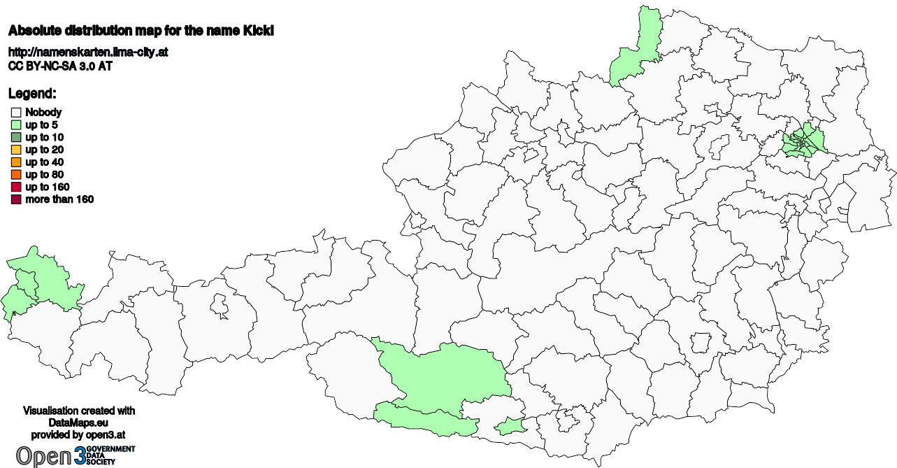 Absolute Distribution maps for surname Kickl