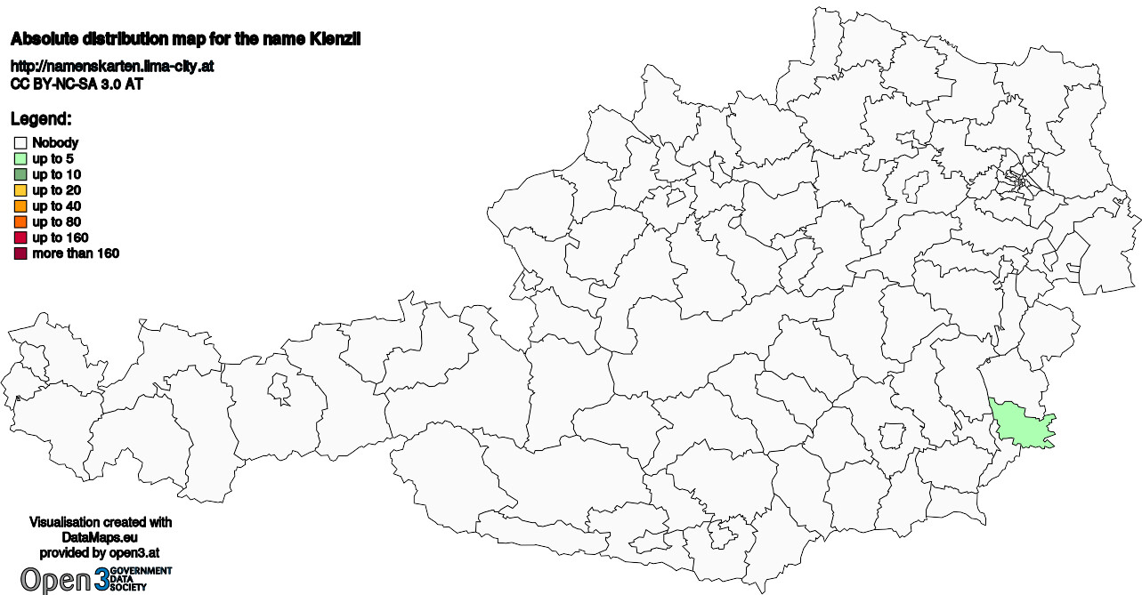 Absolute Distribution maps for surname Kienzll