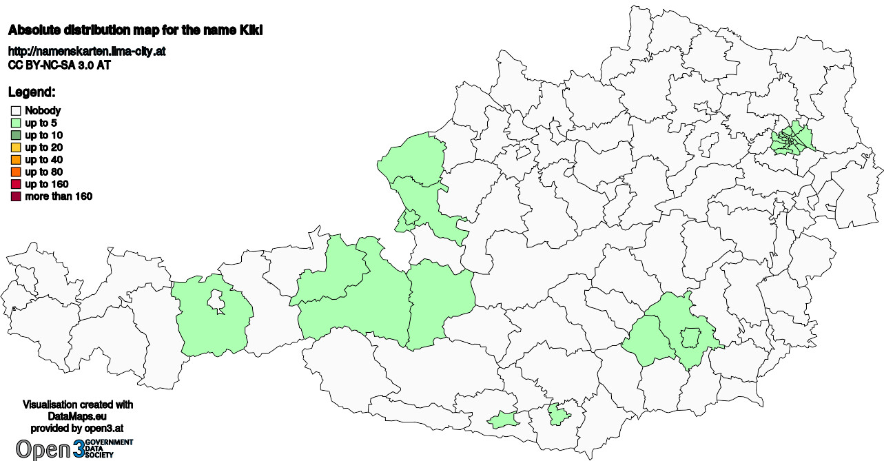 Absolute Distribution maps for surname Kikl
