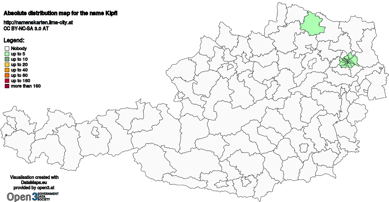 Absolute Distribution maps for surname Kipfl