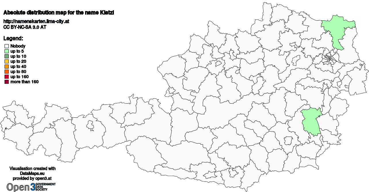 Absolute Distribution maps for surname Klatzl