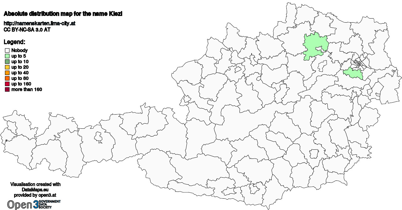 Absolute Distribution maps for surname Klezl