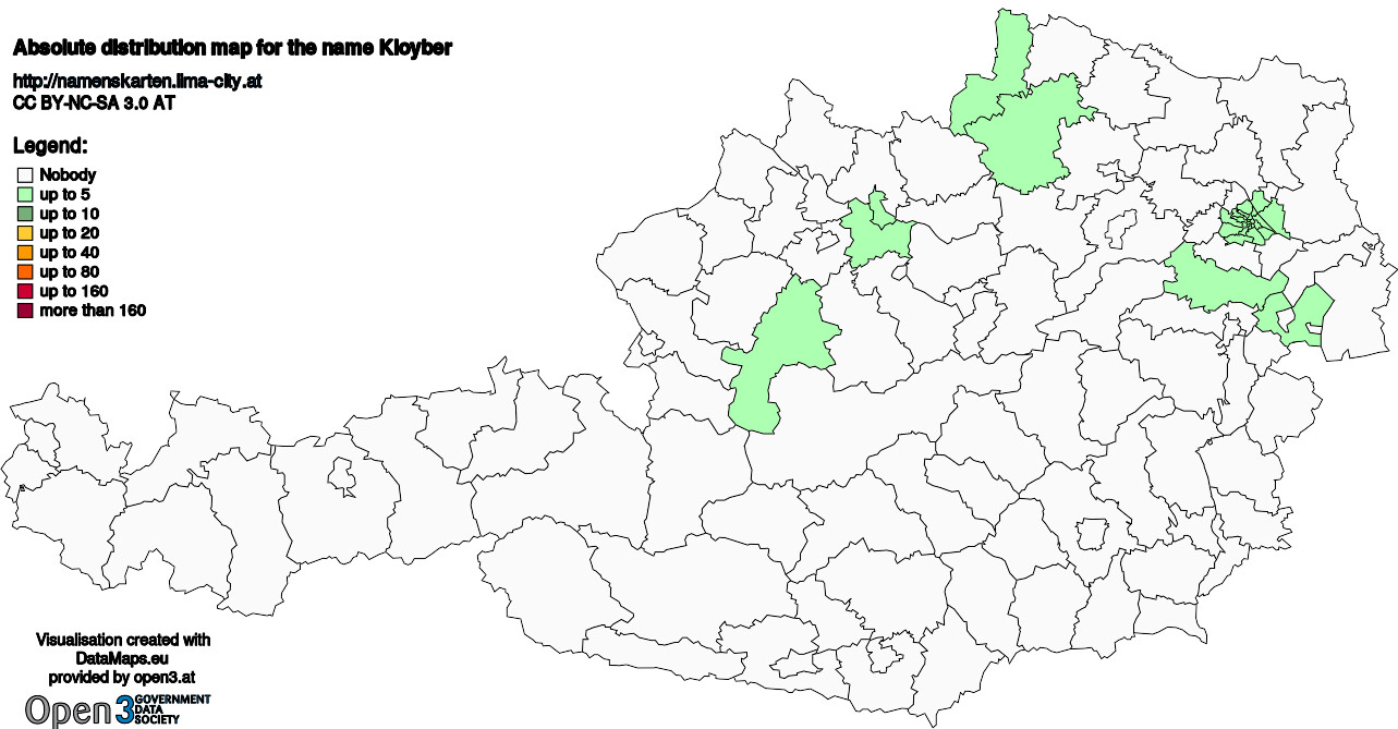 Absolute Distribution maps for surname Kloyber