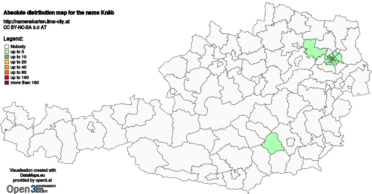Absolute Distribution maps for surname Knäb