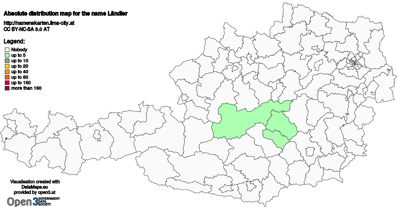 Absolute Distribution maps for surname Ländler