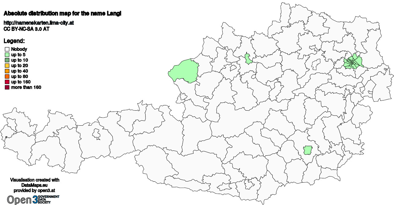 Absolute Distribution maps for surname Langl
