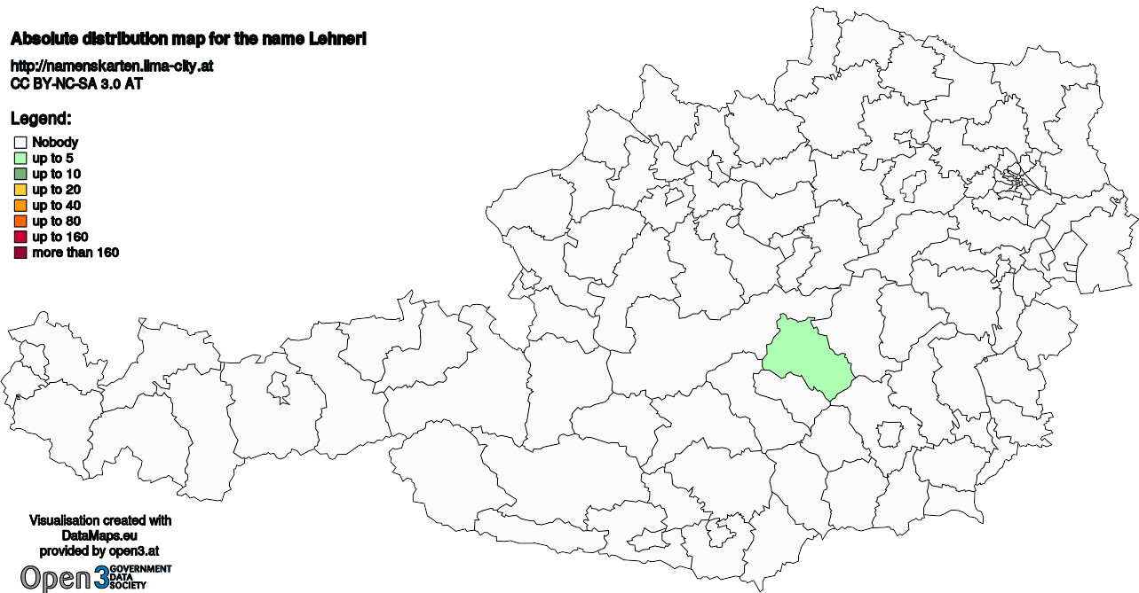Absolute Distribution maps for surname Lehnerl