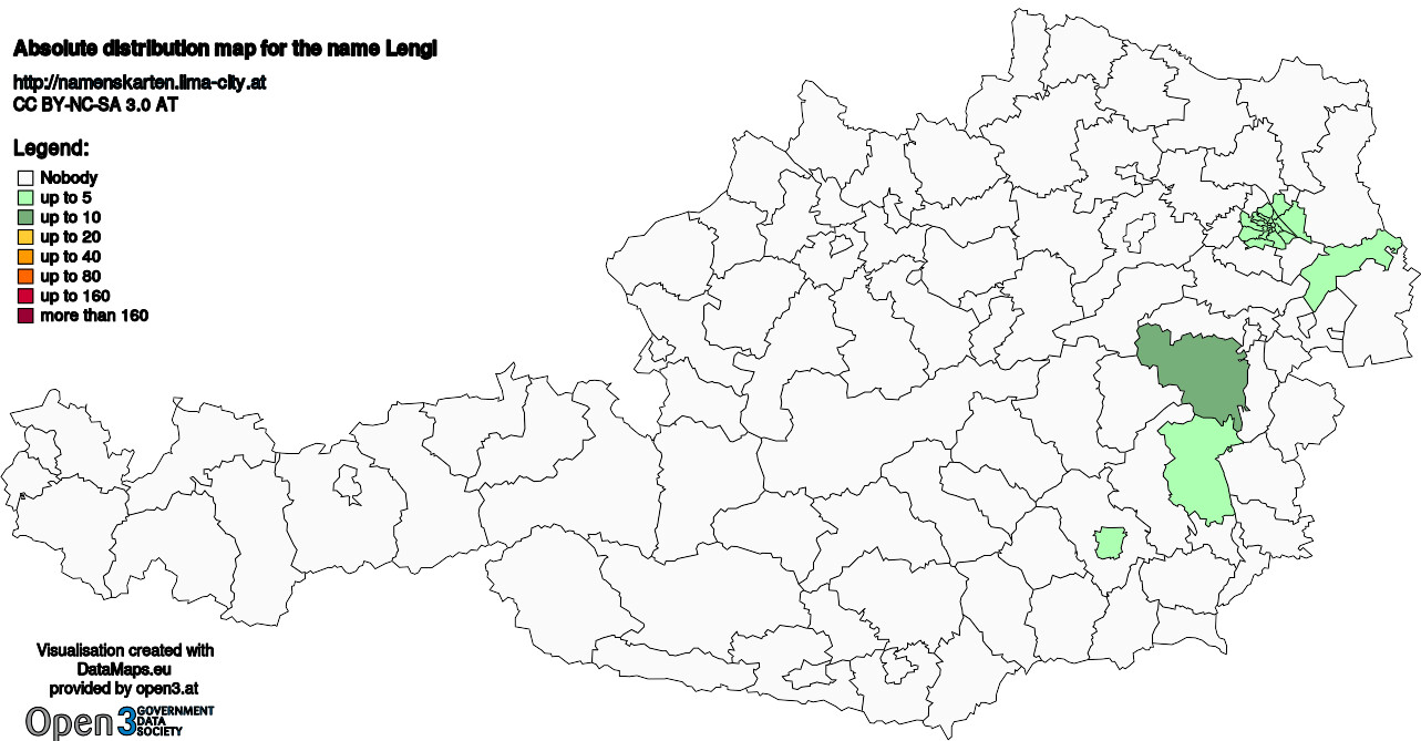 Absolute Distribution maps for surname Lengl
