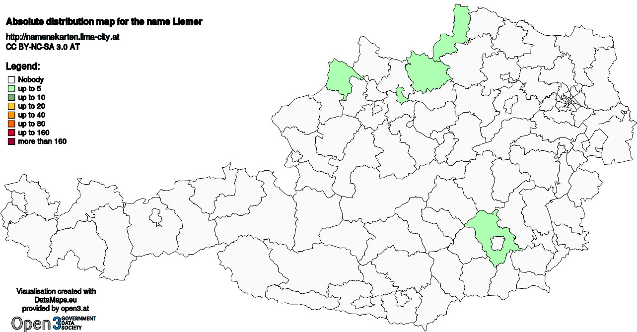 Absolute Distribution maps for surname Liemer