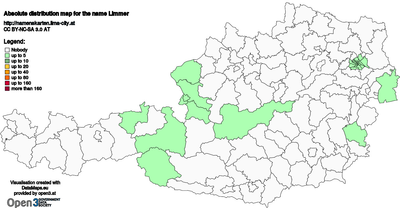 Absolute Distribution maps for surname Limmer