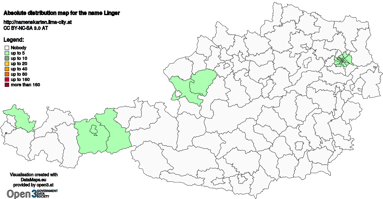 Absolute Distribution maps for surname Linger