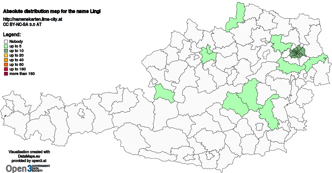 Absolute Distribution maps for surname Lingl