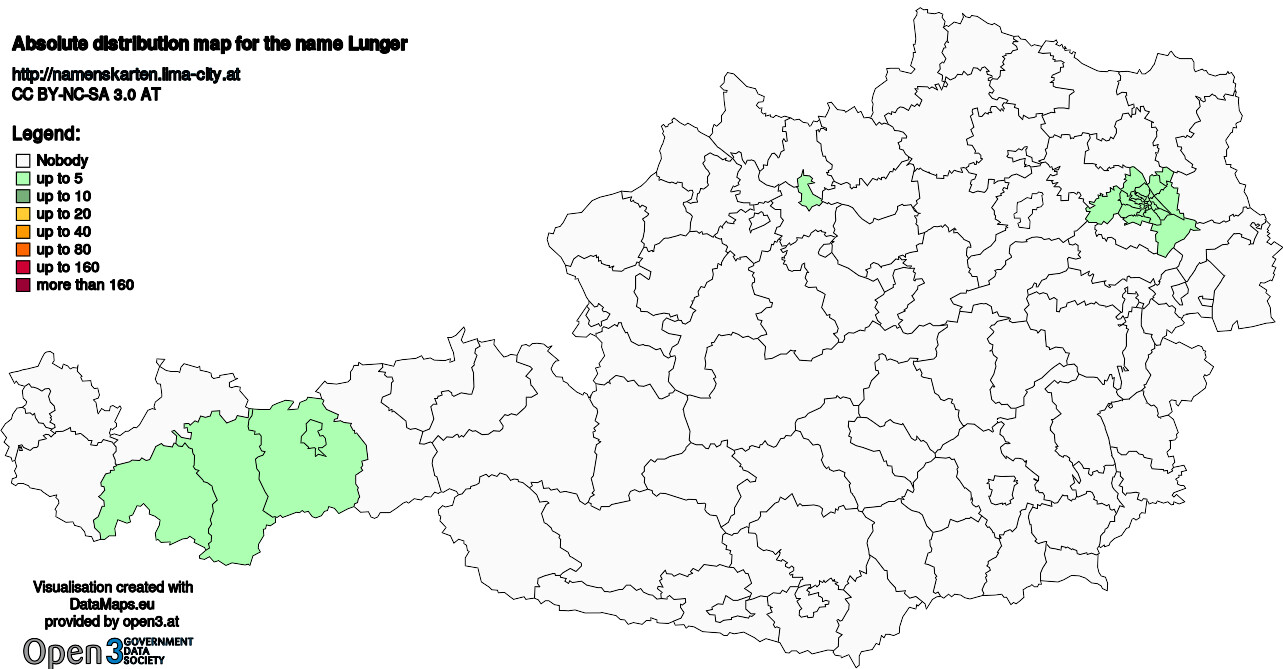 Absolute Distribution maps for surname Lunger