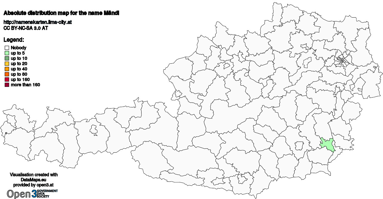 Absolute Distribution maps for surname Mändl