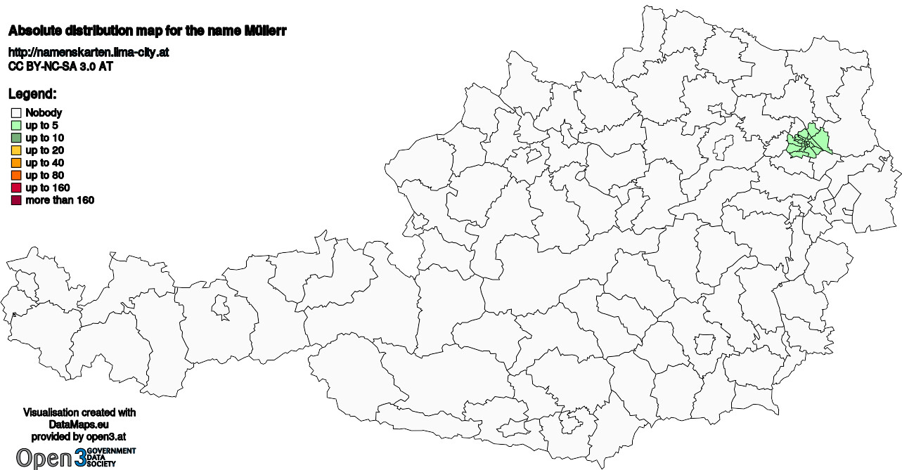 Absolute Distribution maps for surname Müllerr