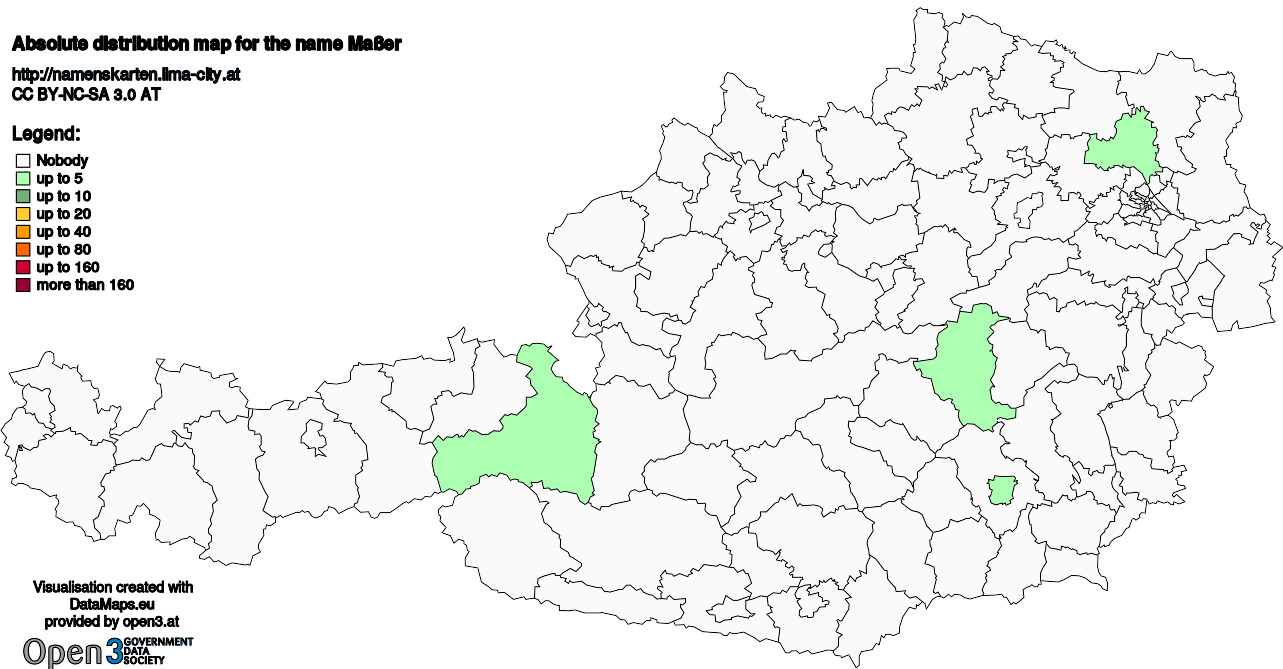 Absolute Distribution maps for surname Maßer