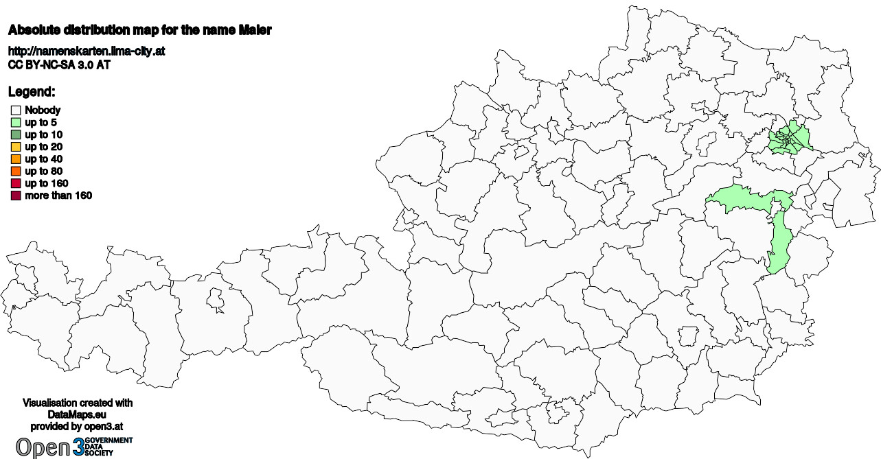 Absolute Distribution maps for surname Maler