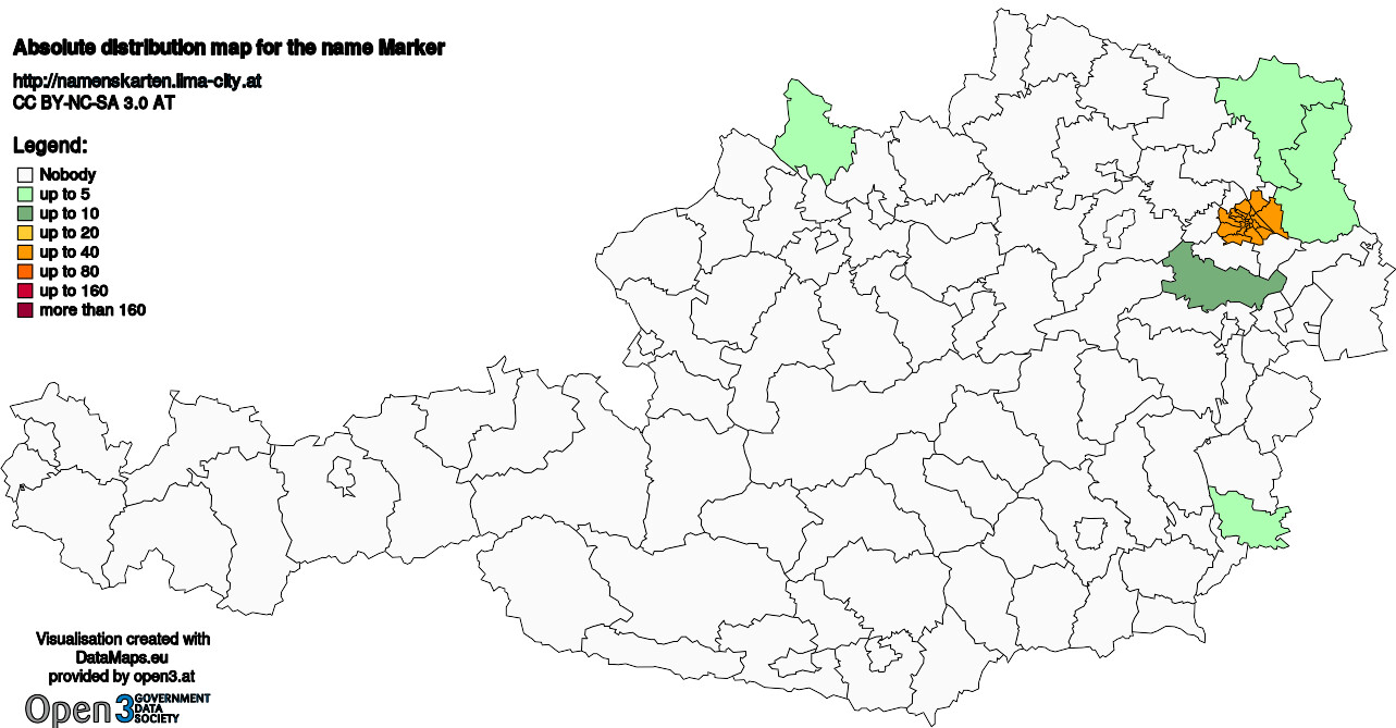 Absolute Distribution maps for surname Marker