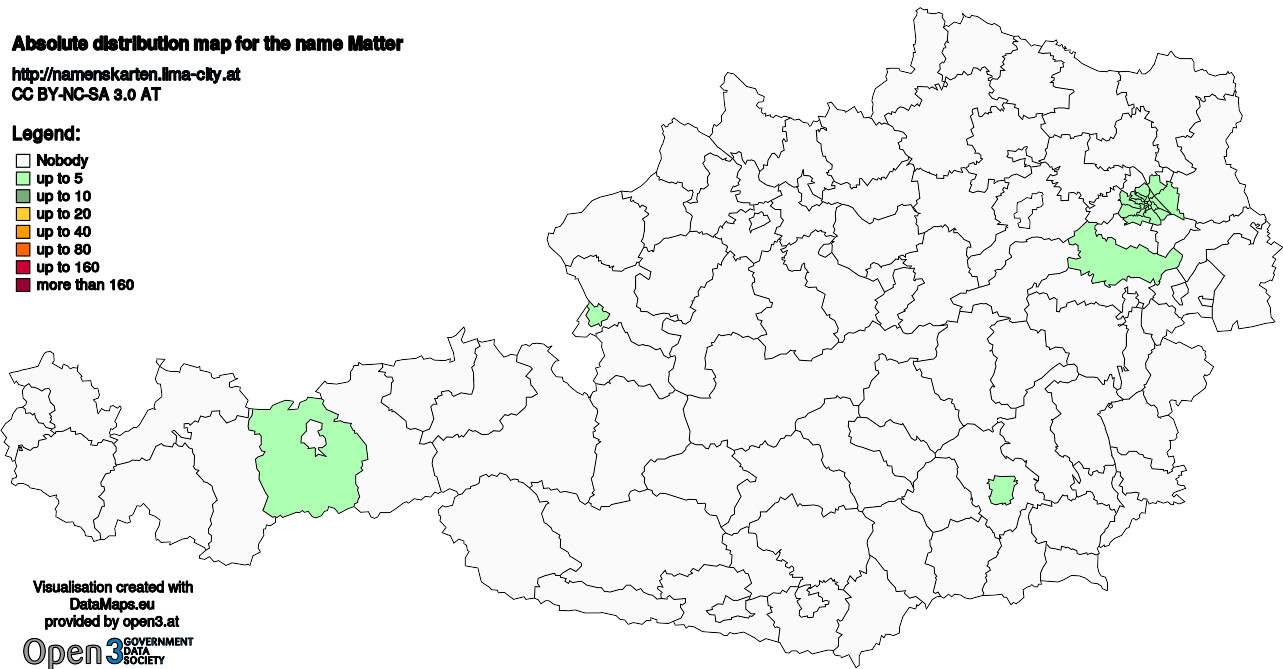 Absolute Distribution maps for surname Matter