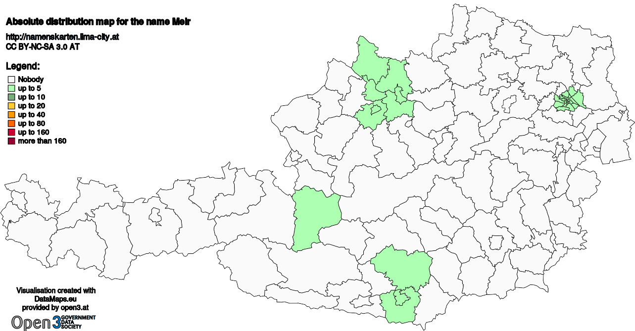 Absolute Distribution maps for surname Meir