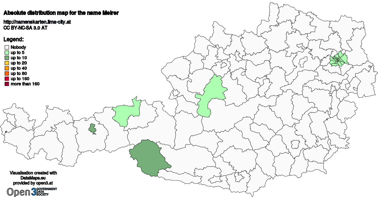 Absolute Distribution maps for surname Meirer