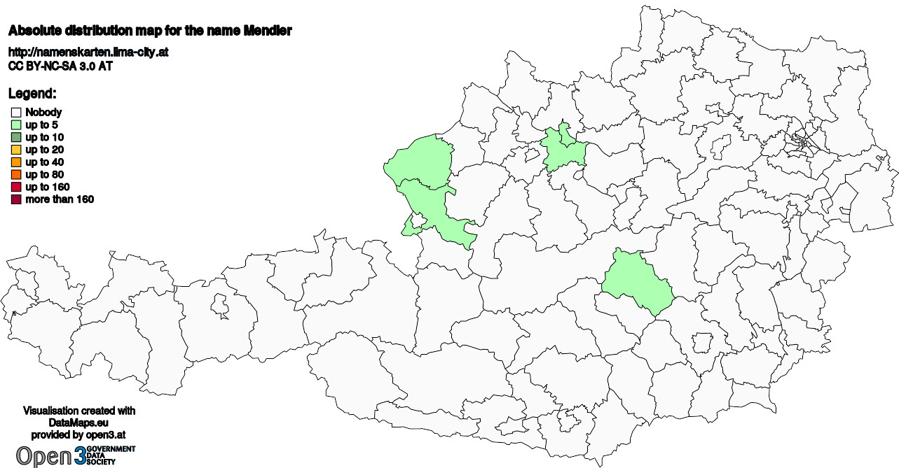 Absolute Distribution maps for surname Mendler