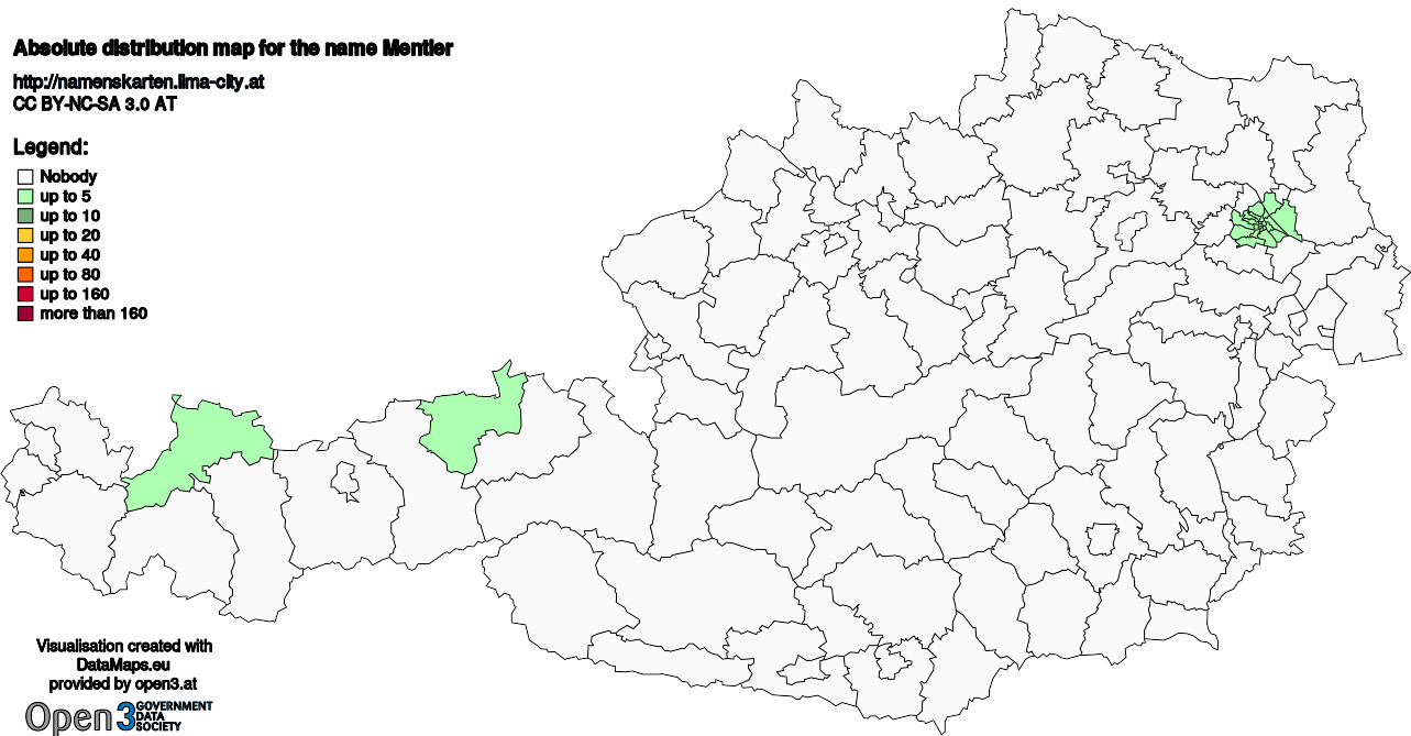 Absolute Distribution maps for surname Mentler