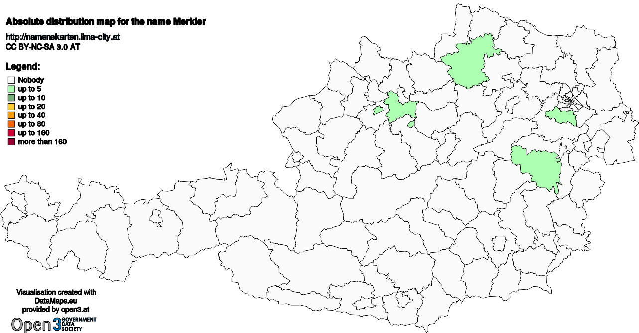 Absolute Distribution maps for surname Merkler