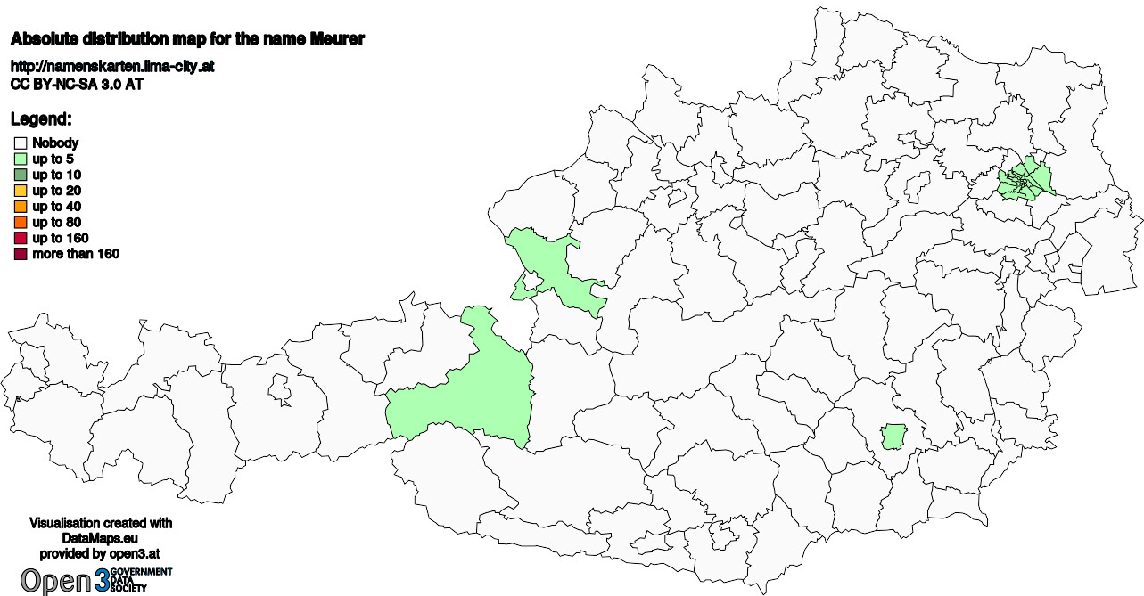 Absolute Distribution maps for surname Meurer