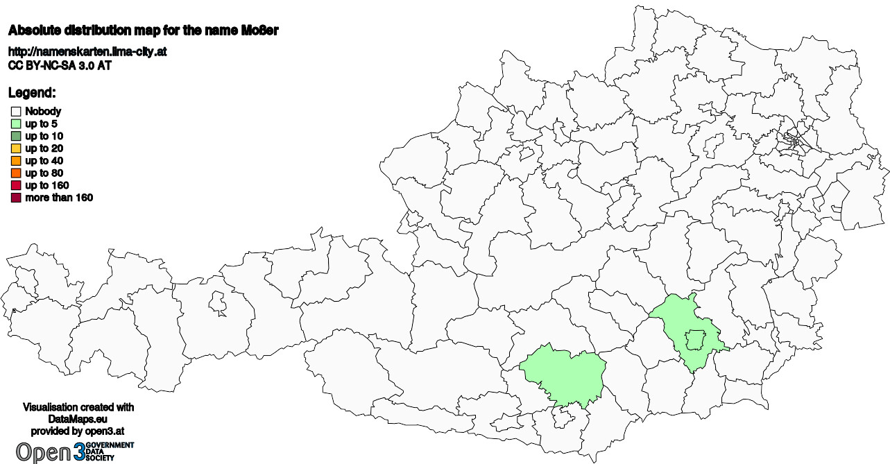 Absolute Distribution maps for surname Moßer
