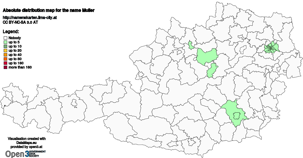 Absolute Distribution maps for surname Muller