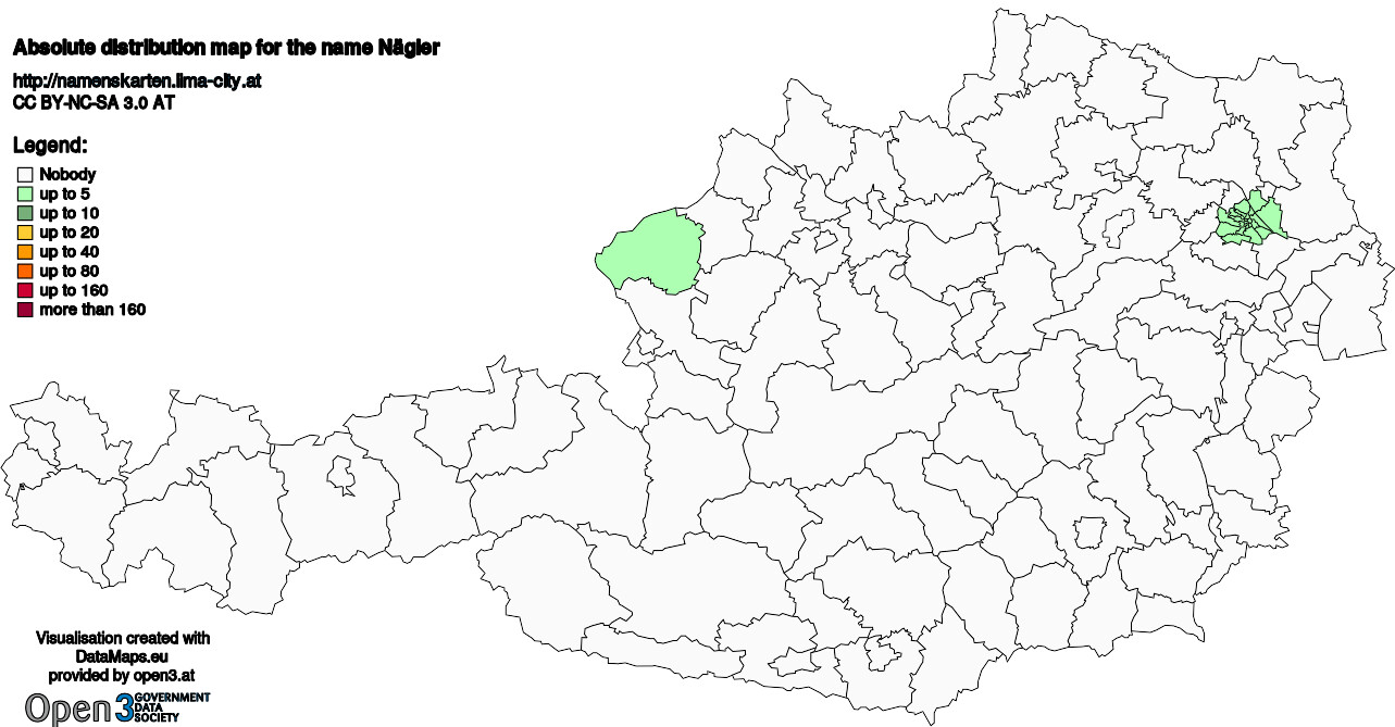 Absolute Distribution maps for surname Nägler